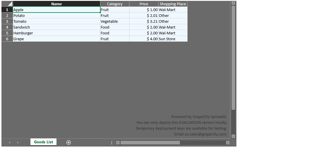 Angular Excel XLSX Viewer