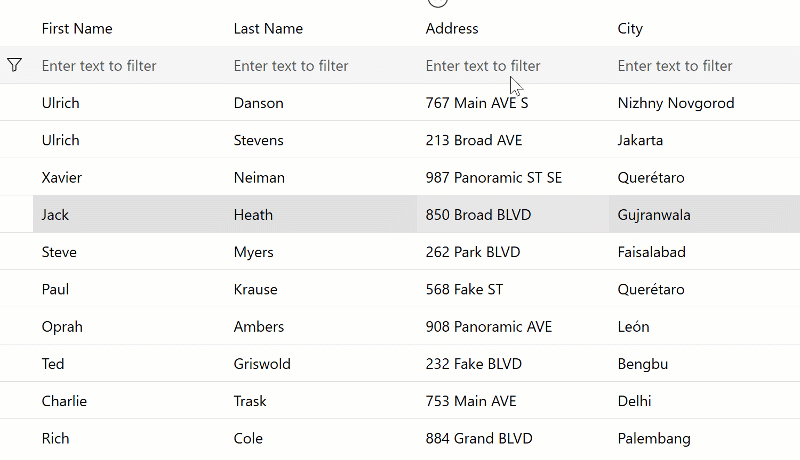 WPF FlexGrid FilterRow