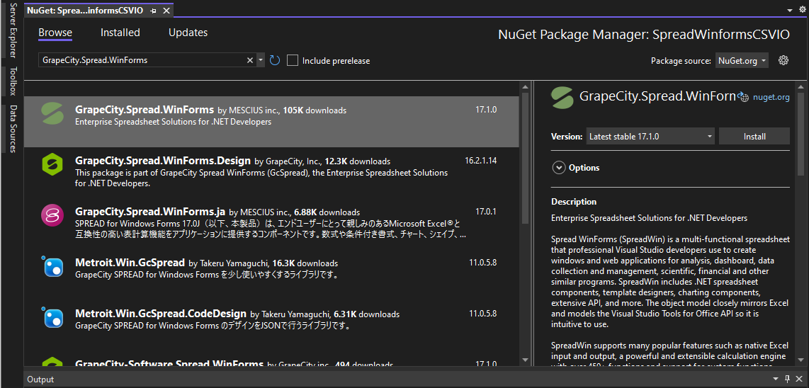 Spread.NET for WinForms NuGet Package