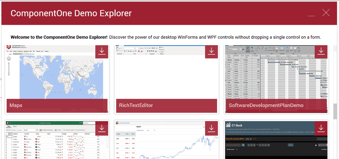 ComponentOne Demo Explorer