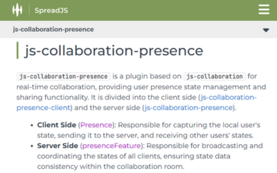 Presences APIs for JavaScript Spreadsheet Web Apps